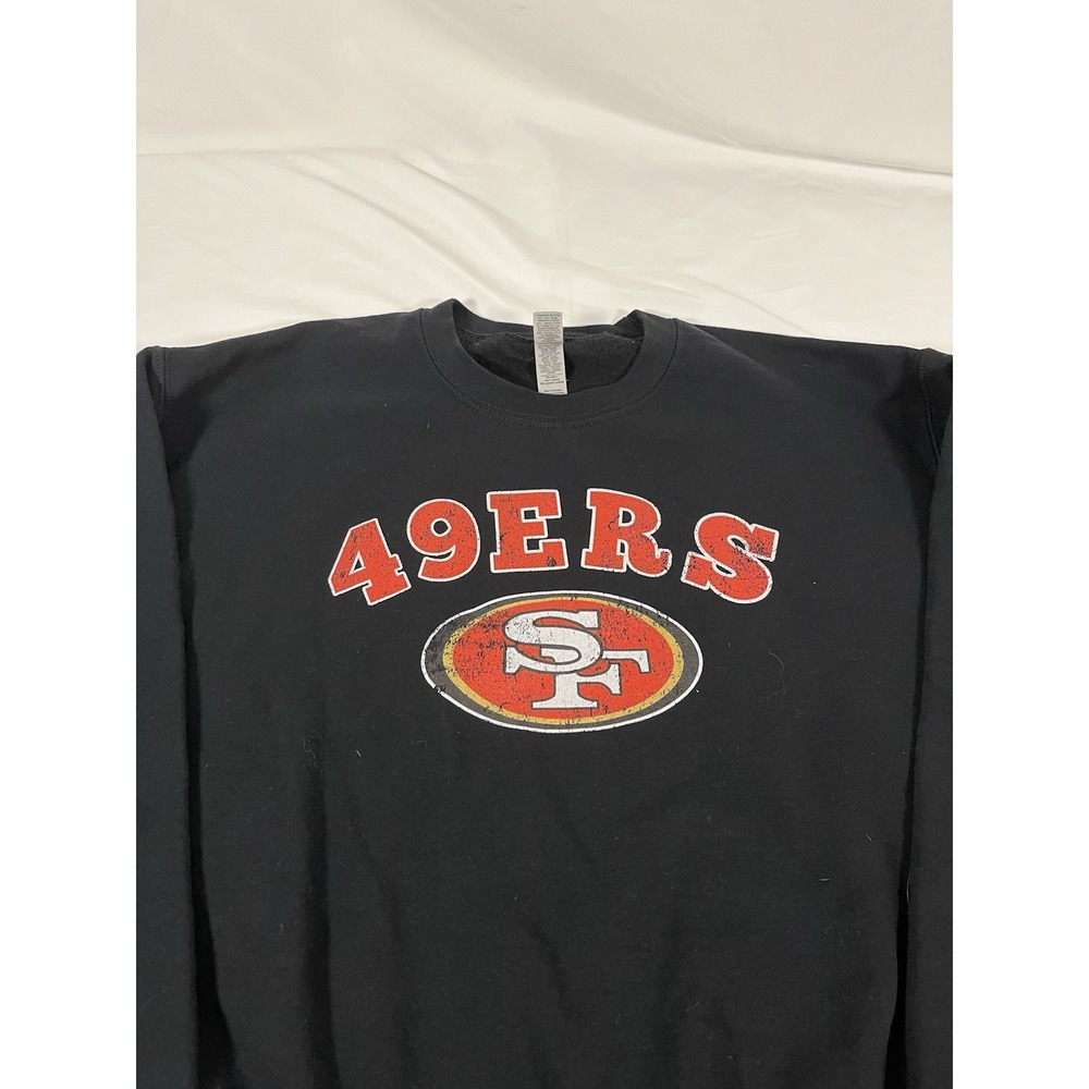 San Francisco 49ers Crewneck Sweatshirt Black Mens Medium NFL Gildan Heavy Blend